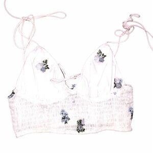 Forever 21 small pink floral embroidered delicate bralette